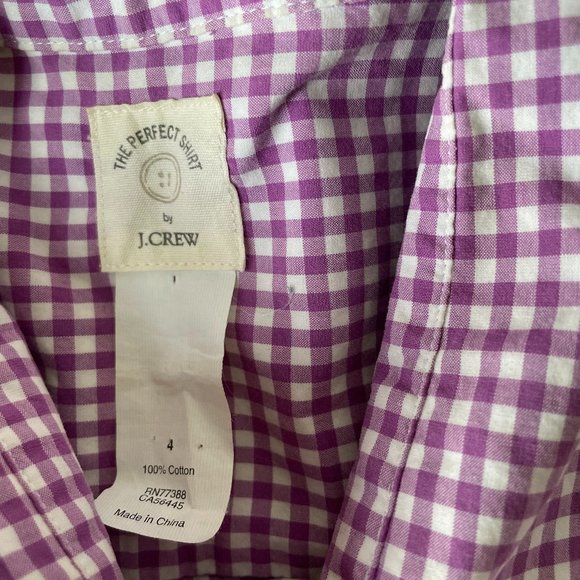 J.CREW Purple + White Gingham Button-Down - Picture 3 of 4